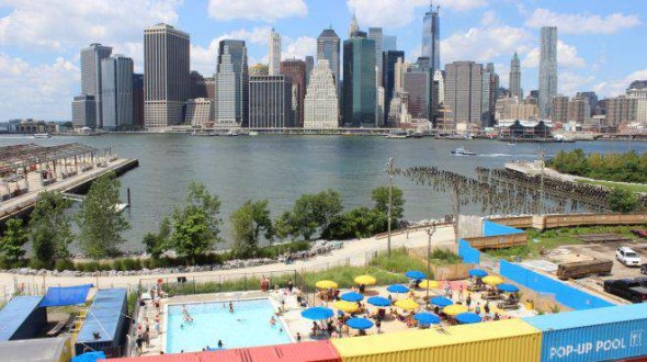 Pop-Up Pool in Dumbo with views of Manhattan