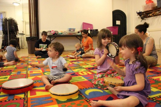 Our German Music Class, Kids playing drums