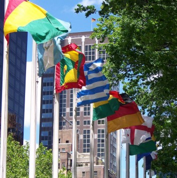 German and International Flags