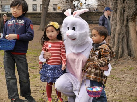 Kids and Bunny at Easter Egg Hunt Session II