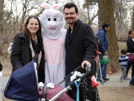 Bunny and Family at Easter Egg Hunt Brooklyn